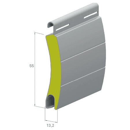 lama persiana aluminio térmico 55mm curva