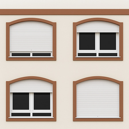 fachada con persianas en ventanas