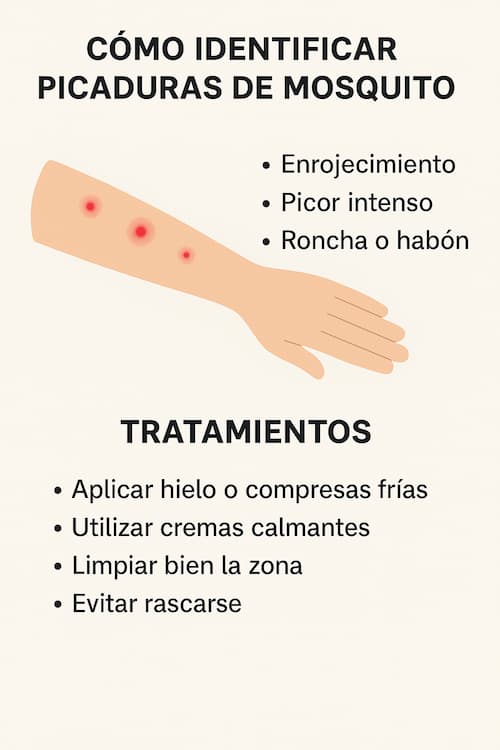 infografía sobre las picaduras de mosquitos y su tratamiento