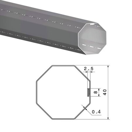 octagonal metal shaft for 40mm roller shutter made to measure