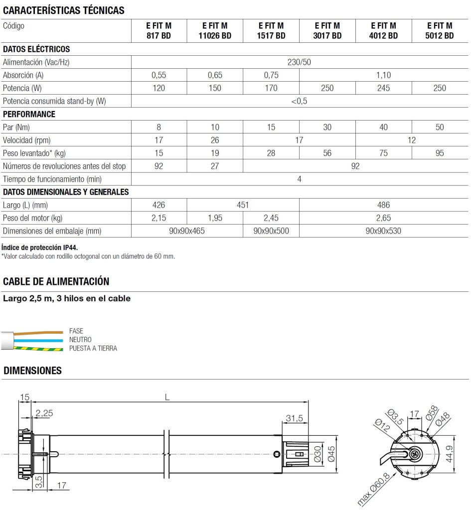 nice era fit (motor vía radio para persianas eje de 50 o 60mm)