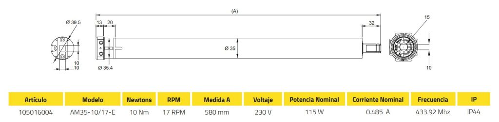 motor vía radio a ok para pulsador am35 plus wifi eje 40mm (copia)