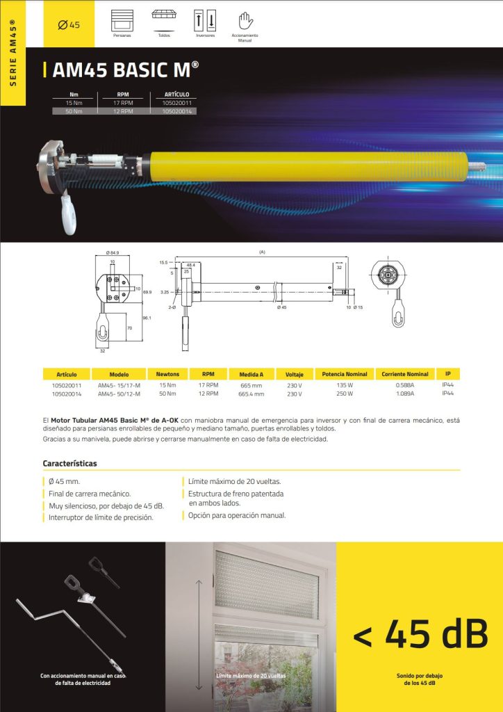 a ok am45 basic short (motor mecánico para persianas pequeñas) (copia)