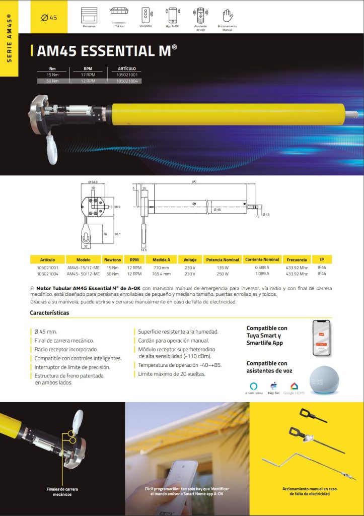 a ok am45 essential (motor vía radio para persianas) (copia)