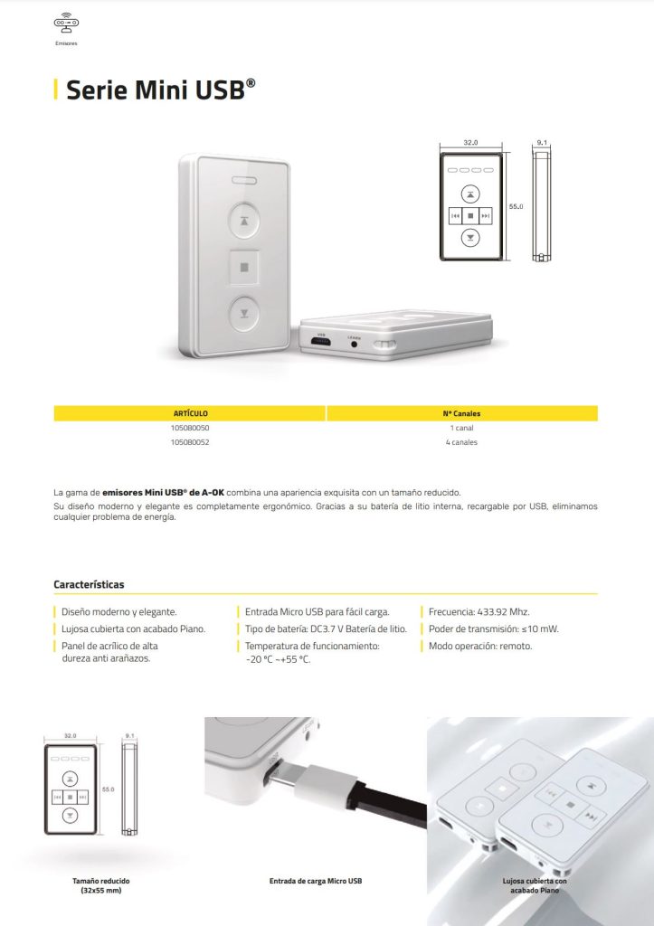 a ok mini usb 4 (mando a distancia de 4 canales)