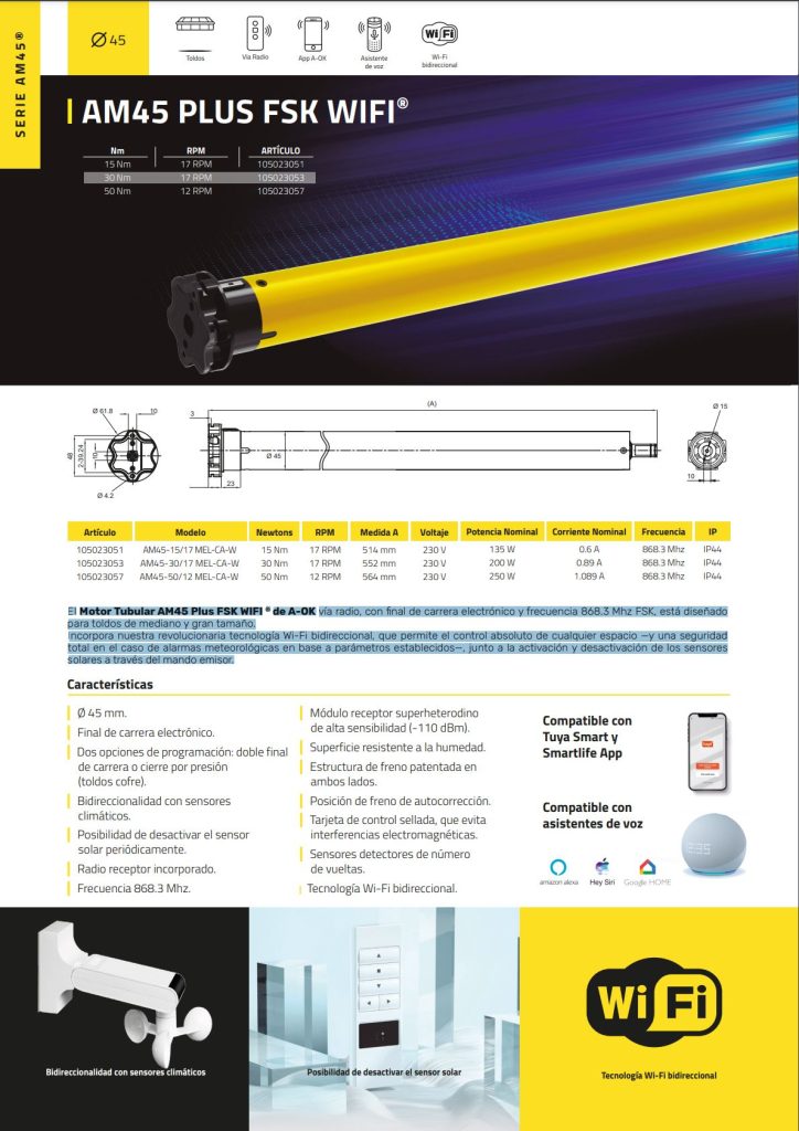 a ok am45 plus fsk (motor vía radio para toldos) (copia)