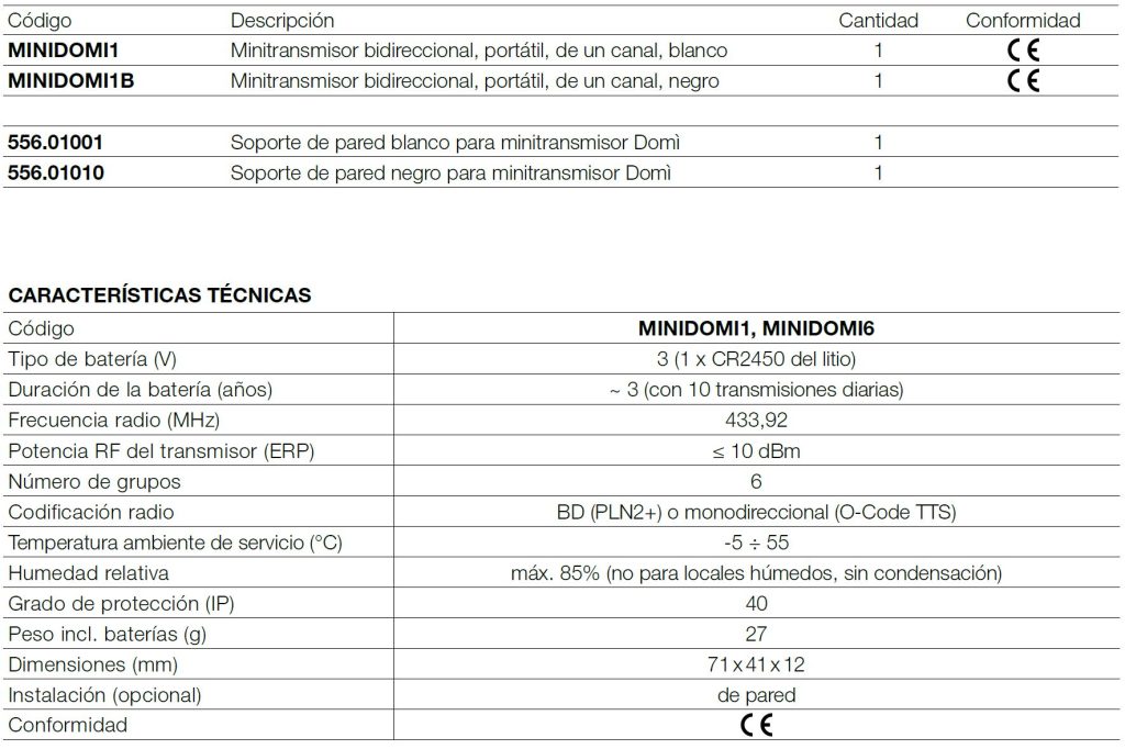 nice mini domí p1 (mando a distancia para 1 persiana)