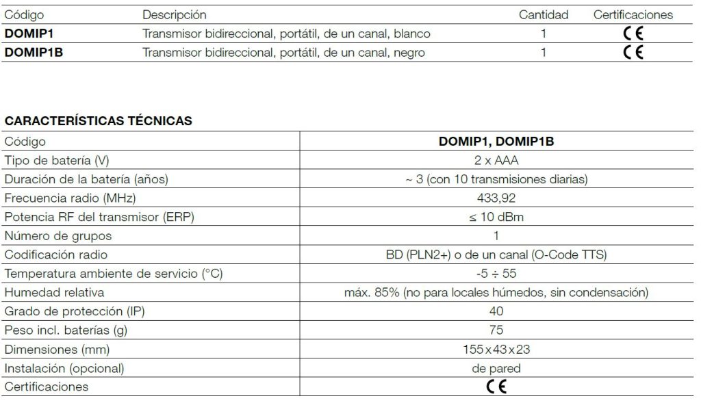 nice domí p1 (mando a distancia para 1 persiana)