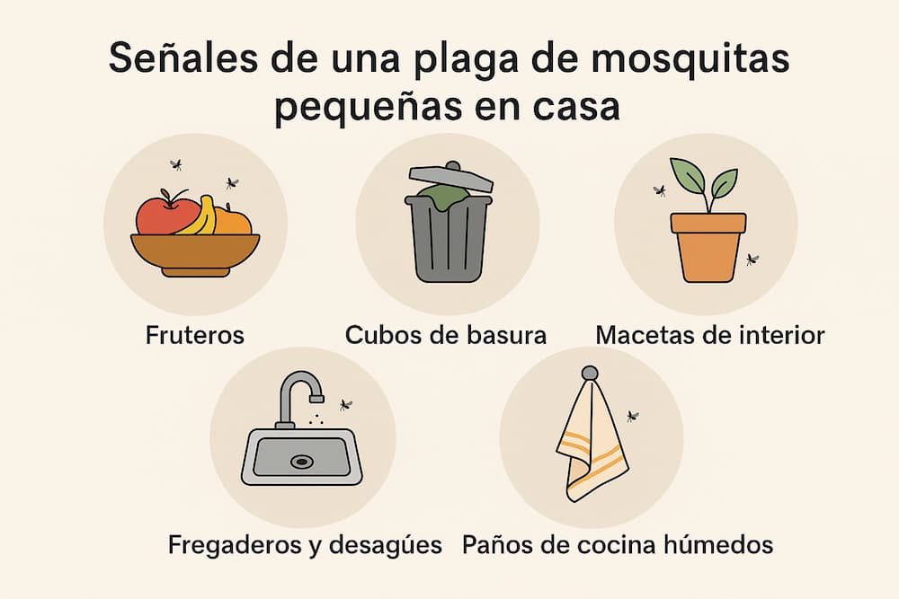 infografía de mosquitas pequeñas en casa